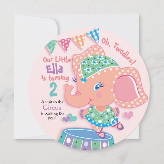 カウトエルエレファント2歳誕生日サーカスパーティー 招待状 (正面)