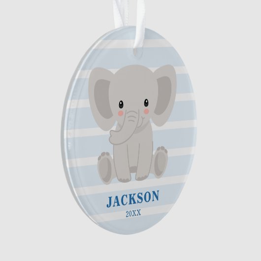 カウトエレファントパーソナライズされた男の赤ちゃんクリスマス オーナメント (正面)