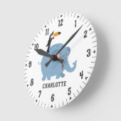 カウトエレファント&バードガールズルームデコカスタムール  ラウンド壁時計 (傾斜)