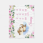 カウトオッターベビーガール月刊マイルストーン成長ベビー フリースブランケット (正面)