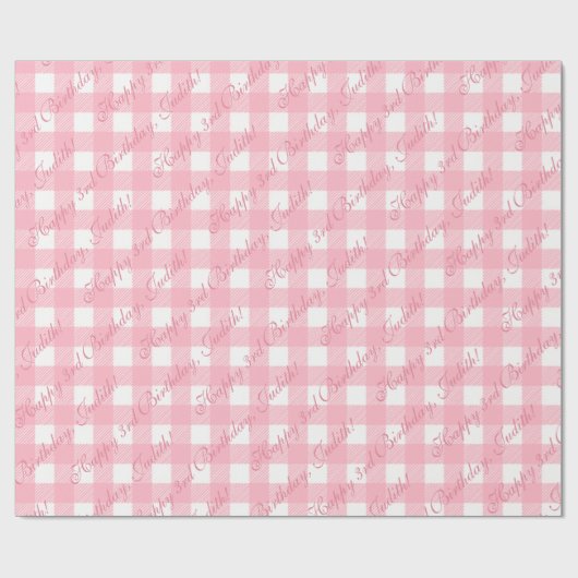 カウトカスタムピンクギンガムカントリーシャビーシック ラッピングペーパー (フラット)