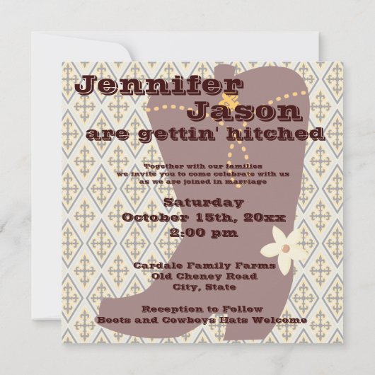 カウトカントリーウエスタンカウボーイ結婚式招待状 招待状 (裏面)