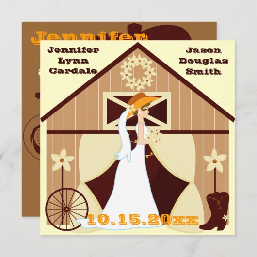 カウトカントリーウエスタンカウボーイ結婚式招待状 招待状 (正面/裏面)