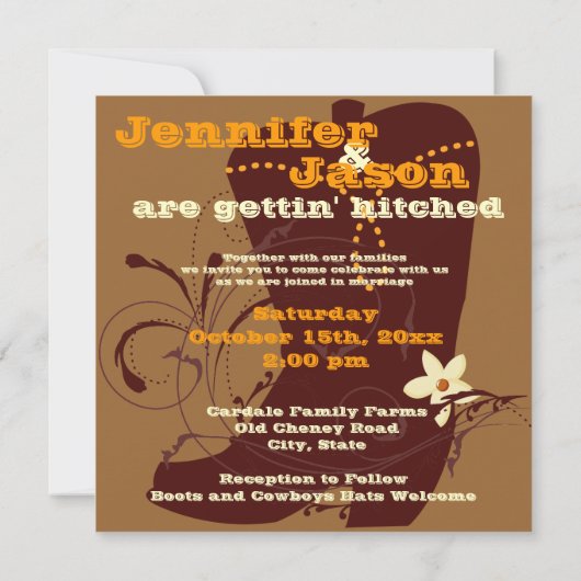 カウトカントリーウエスタンカウボーイ結婚式招待状 招待状 (裏面)