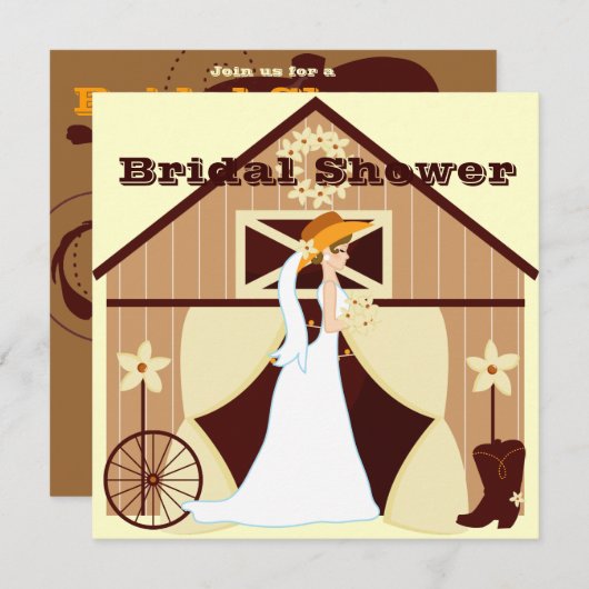 カウトカントリーウエスタン女性のカーボーイブライダルシャワー招待状 招待状 (正面/裏面)