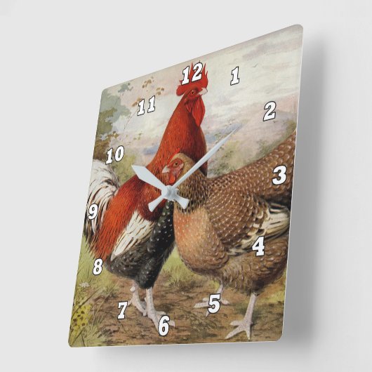 カウトカントリーファームハウスヴィンテージキッチンデコール スクエア壁時計 (傾斜)