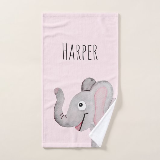 カウトガールズウォーターカラーゾウサファリベビーチャイルド バスタオルセット (ハンドタオル)