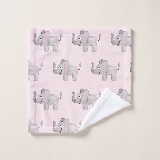 カウトガールズウォーターカラーゾウサファリベビーチャイルド バスタオルセット (ウォッシュタオル)