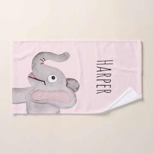 カウトガールズウォーターカラーゾウサファリベビーチャイルド バスタオルセット (ハンドタオル)