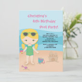 カウトガールズビーチパーティーバースデーパーティ招待状 招待状 (スタンド正面)