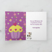 カウトガールホース&フラワーズパーソナライズされた誕生日 カード (内部)