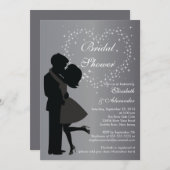 カウトキスをするルカップルインラブブライダルシャワー 招待状 (正面/裏面)
