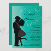 カウトキスをするルカップルインラブブライダルシャワー 招待状 (正面/裏面)