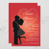 カウトキスをするルカップルインラブブライダルシャワー 招待状 (正面/裏面)