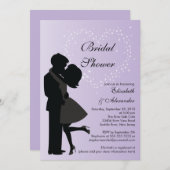 カウトキスをするルカップルインラブブライダルシャワー 招待状 (正面/裏面)