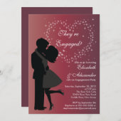 カウトキスをするルカップルインラブ婚約パーティ 招待状 (正面/裏面)