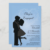 カウトキスをするルカップルインラブ婚約パーティ 招待状 (正面/裏面)