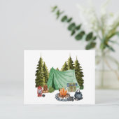 カウトキャンピングテーマキャンファイアテントフォレスト ポストカード (スタンド正面)