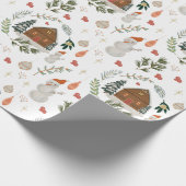 カウトキ素朴ャビン雪だるまホリデークリスマスギフト ラッピングペーパー (角)