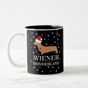 カウトクリスマスウィーナーワンダーランドダックスフントホリデイ ツートーンマグカップ