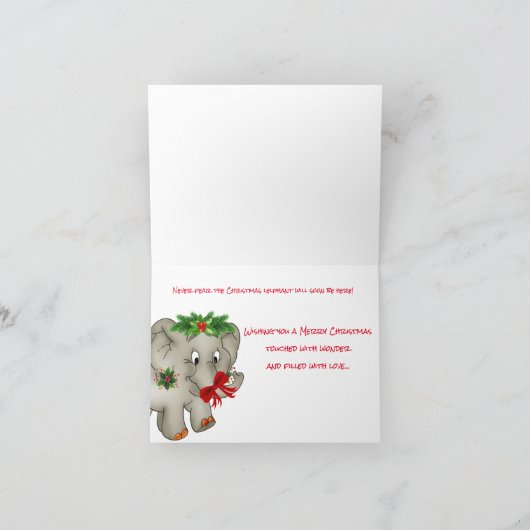 カウトクリスマスエレファントホリデーカード シーズンカード (内部)