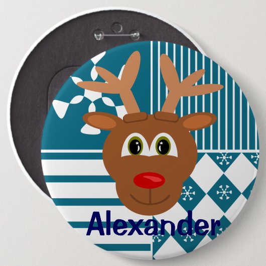 カウトクリスマストナカイパーソナライズされたストッキングラベル 缶バッジ (正面&裏面)
