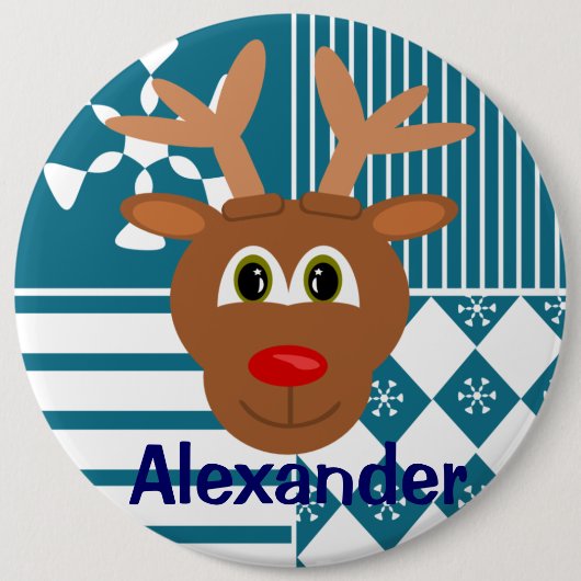 カウトクリスマストナカイパーソナライズされたストッキングラベル 缶バッジ (正面)