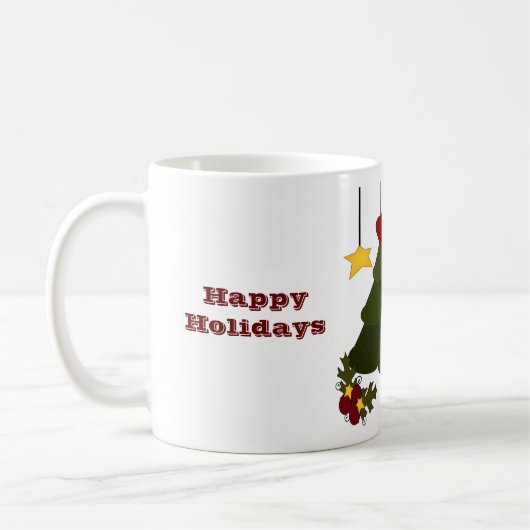 カウトクリスマスホリデイズツリー雪だるまスターズバード コーヒーマグカップ (左)