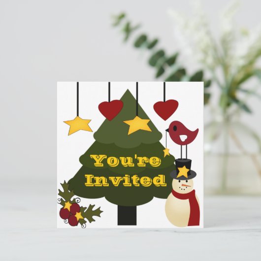 カウトクリスマスホリデーパーティー招待状テンプレート 招待状 (スタンド正面)