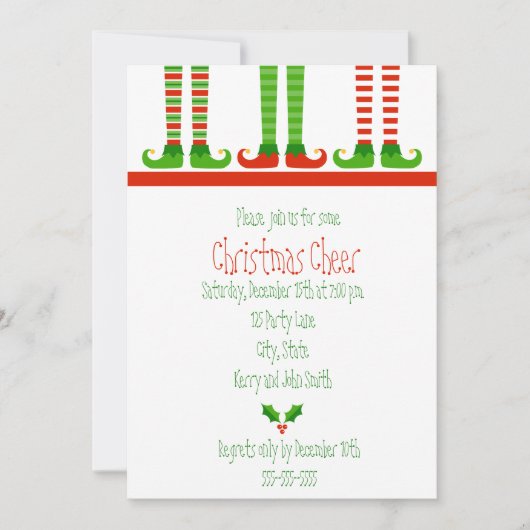 カウトクリスマス小妖精や小人招待状 招待状 (正面)