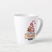 カウトクリスマス格言レッストライプのドハット名前をカスタムするL カフェラテマグ (右アングル)