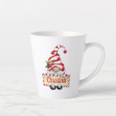 カウトクリスマス格言レッストライプのドハット名前をカスタムするL カフェラテマグ (右)