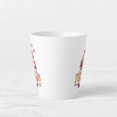 カウトクリスマス格言レッストライプのドハット名前をカスタムするL カフェラテマグ (正面)