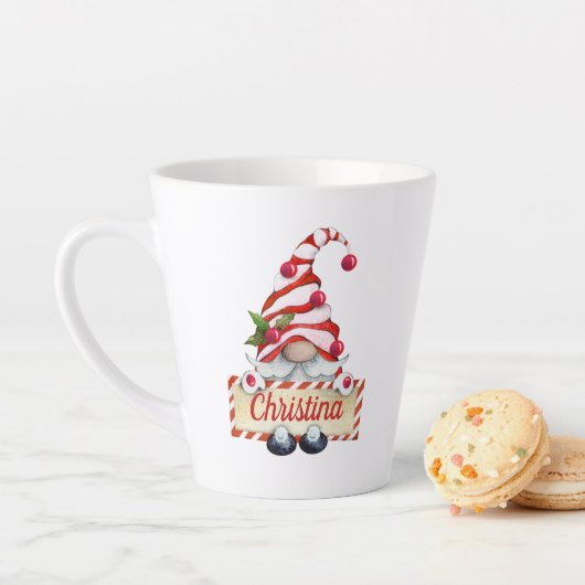 カウトクリスマス格言レッストライプのドハット名前をカスタムするL カフェラテマグ (インサイチュ)