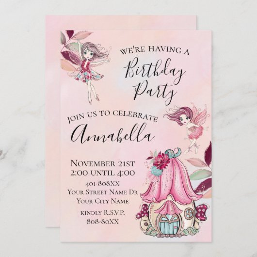 カウトグリッターフェアリーズフェアリーガーデンパーティー 招待状 (正面/裏面)
