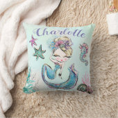カウトグリッターマーメイドウィズブロンドヘア名前をカスタムする クッション (ブランケット)