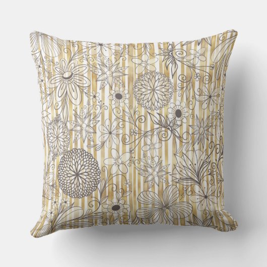 カウトグレガーリーイフローラドールズ金ゴールドストライプデザイン クッション (裏面)