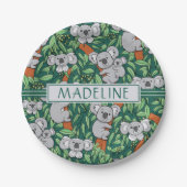 カウトコアラパターンハンパーソナライズされたターグリーン ペーパープレート (正面)