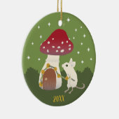 カウトコッタコアマウスレッドキノコハウスグリーン セラミックオーナメント (右)