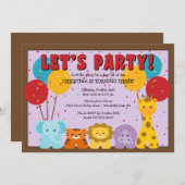カウトサファリジャングル子供の誕生日 招待状 (正面/裏面)