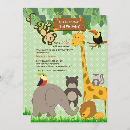 カウトジャングルアニマンルズ招待状 招待状 (正面/裏面)