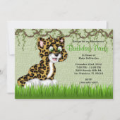 カウトスイートベビーチーターつる植物ジャングル誕生日 招待状 (正面)