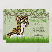 カウトスイートベビーチーターつる植物ジャングル誕生日 招待状 (正面/裏面)