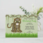 カウトスイートベビーチーターつる植物ジャングル誕生日 招待状 (スタンド正面)