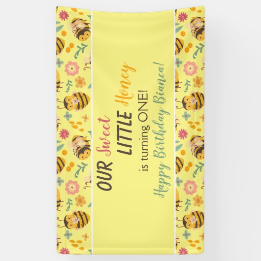 カウトスイートリトルハニーのまわりに誕生日バナー 横断幕 (縦)
