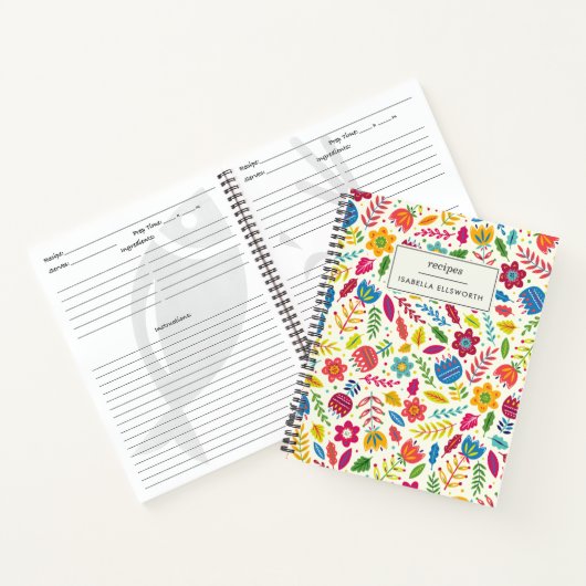 カウトスカンジナビアフローラパーソナライズされたレシピ ノートブック (内部)