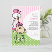カウトストークベビーガールベビーシャワー招待状 招待状 (スタンド正面)