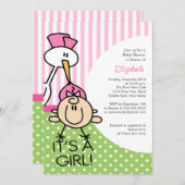 カウトストークベビーガールベビーシャワー招待状 招待状 (正面/裏面)