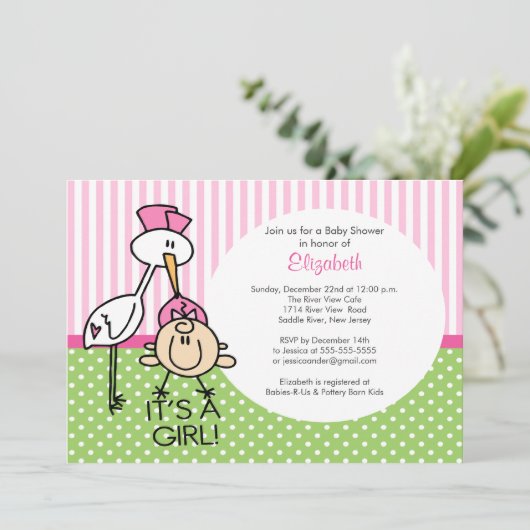 カウトストークベビーガールベビーシャワー招待状 招待状 (スタンド正面)