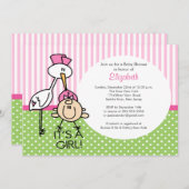 カウトストークベビーガールベビーシャワー招待状 招待状 (正面/裏面)